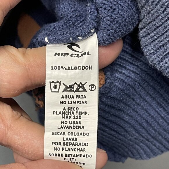 Rip Curl Y2K Mens Striped Rugby Style Sweater L Blue & Orange - Picture 3 of 7